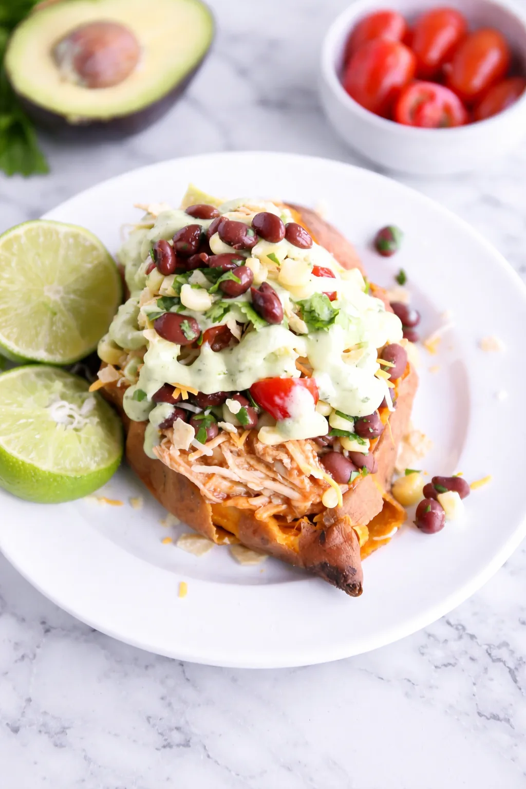 Easy BBQ Chicken Stuffed Sweet Potatoes