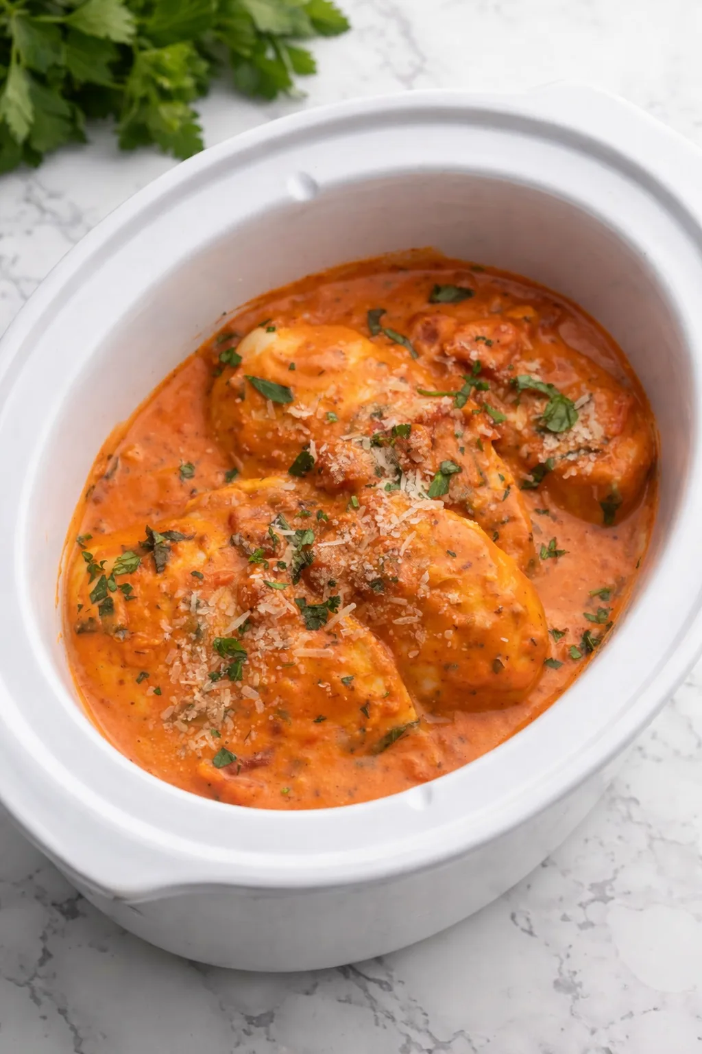 Slow Cooker Creamy Tomato Basil Chicken