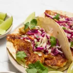 15 Minute Air Fryer Fish Tacos with Cilantro Lime Slaw