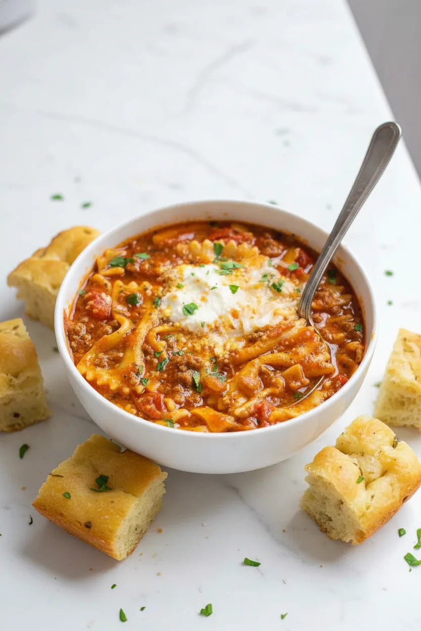 The BEST Lasagna Soup