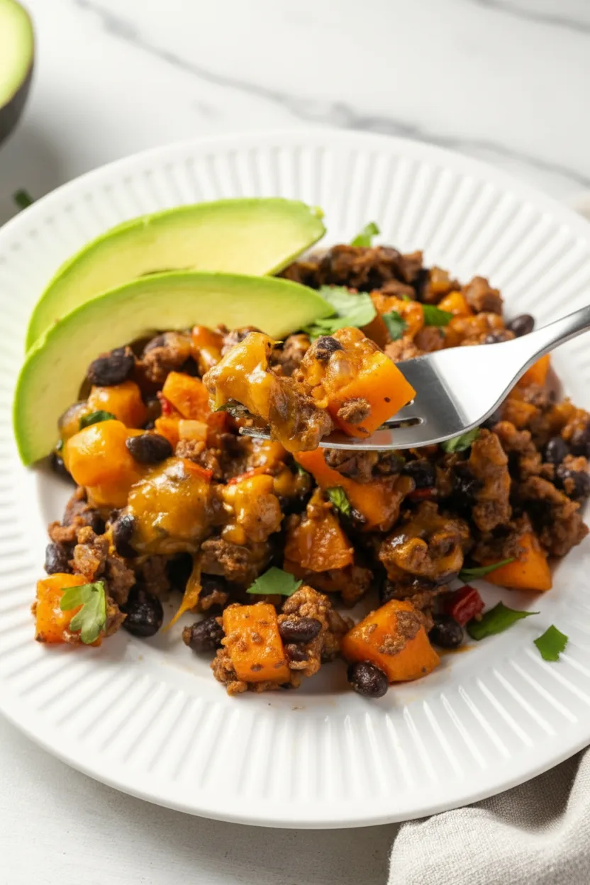 Southwestern Ground Beef Sweet Potato Skillet