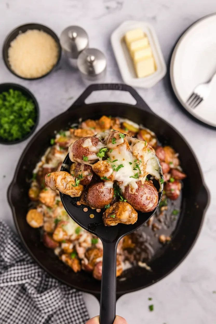 35-Minute Garlic Parmesan Chicken & Potatoes Skillet