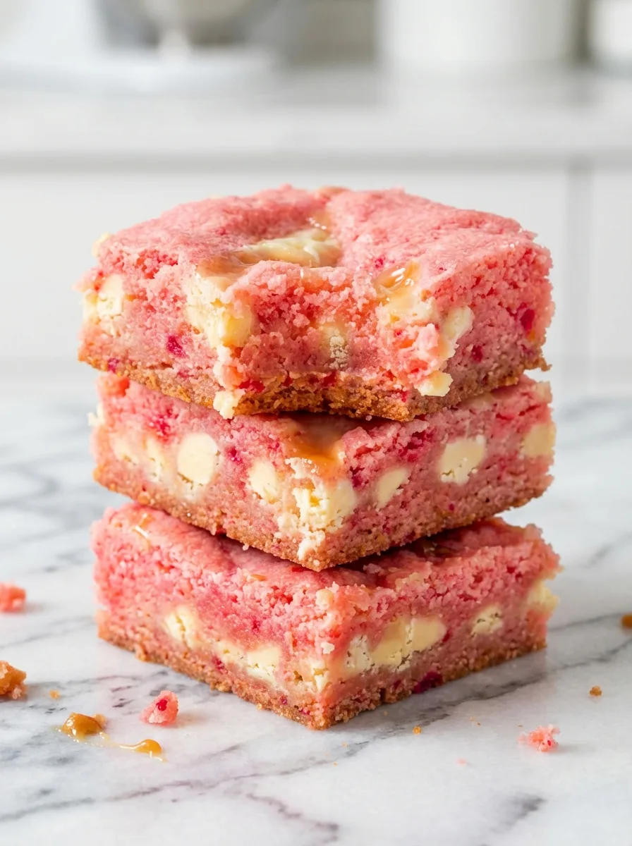 Strawberry White Chocolate Gooey Bars