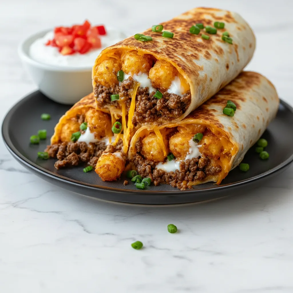 Cheesy Potato Burritos with Crispy Tater Tots