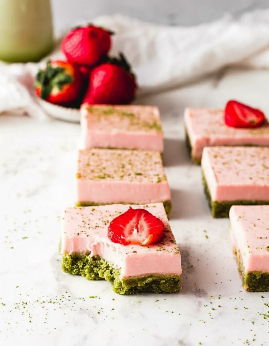Matcha strawberry cream bars
