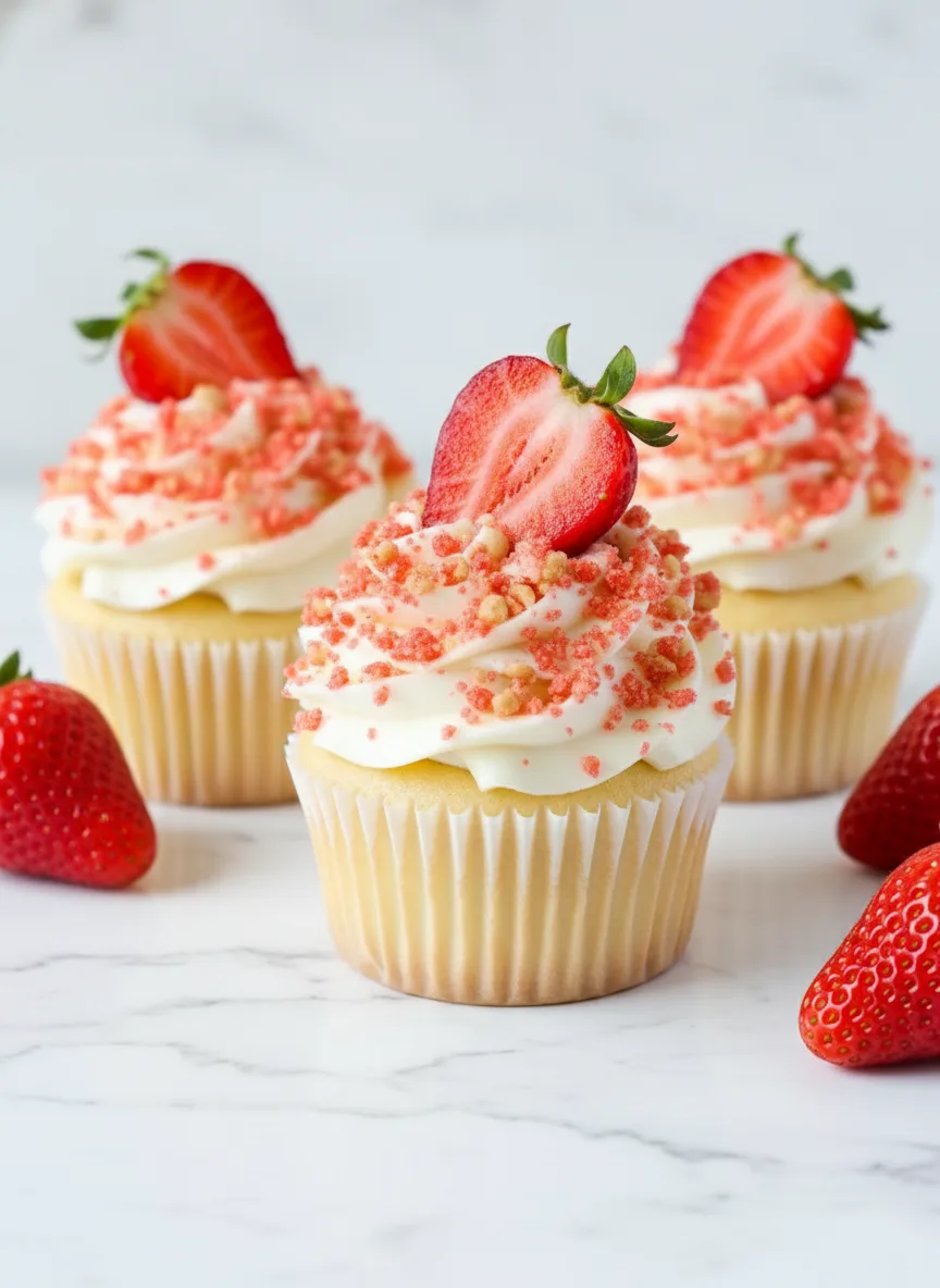 Strawberry Crunch Cupcakes