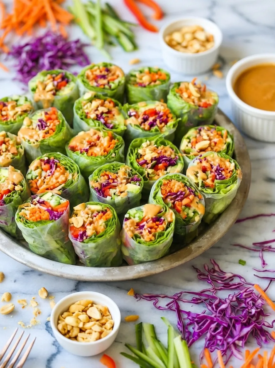 Vegetable Spring Rolls with Peanut Sauce