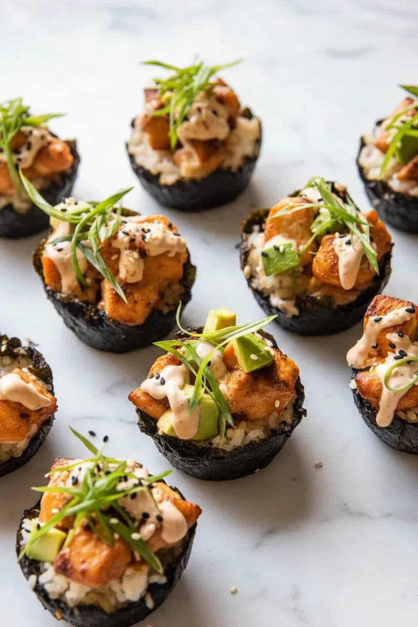 Baked Chipotle Salmon Sushi Cups