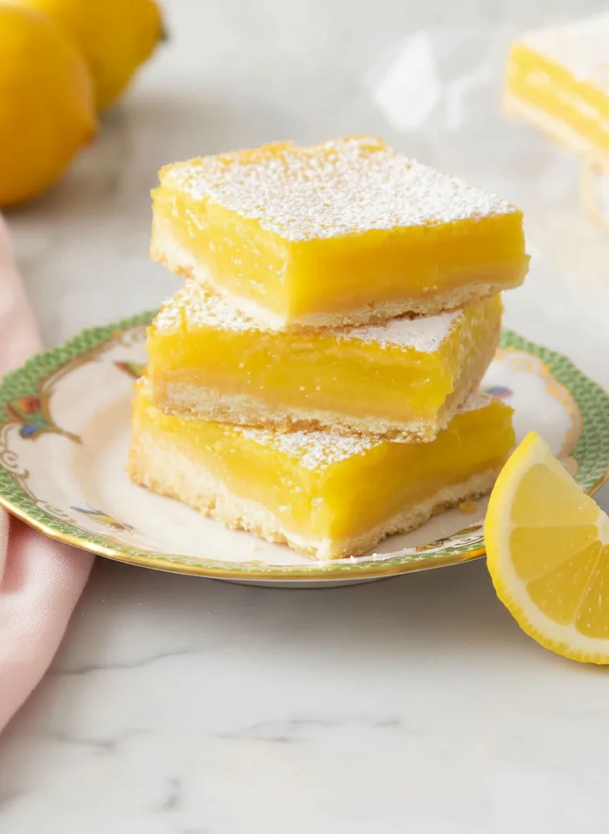 Lemon Bars with Powdered Sugar