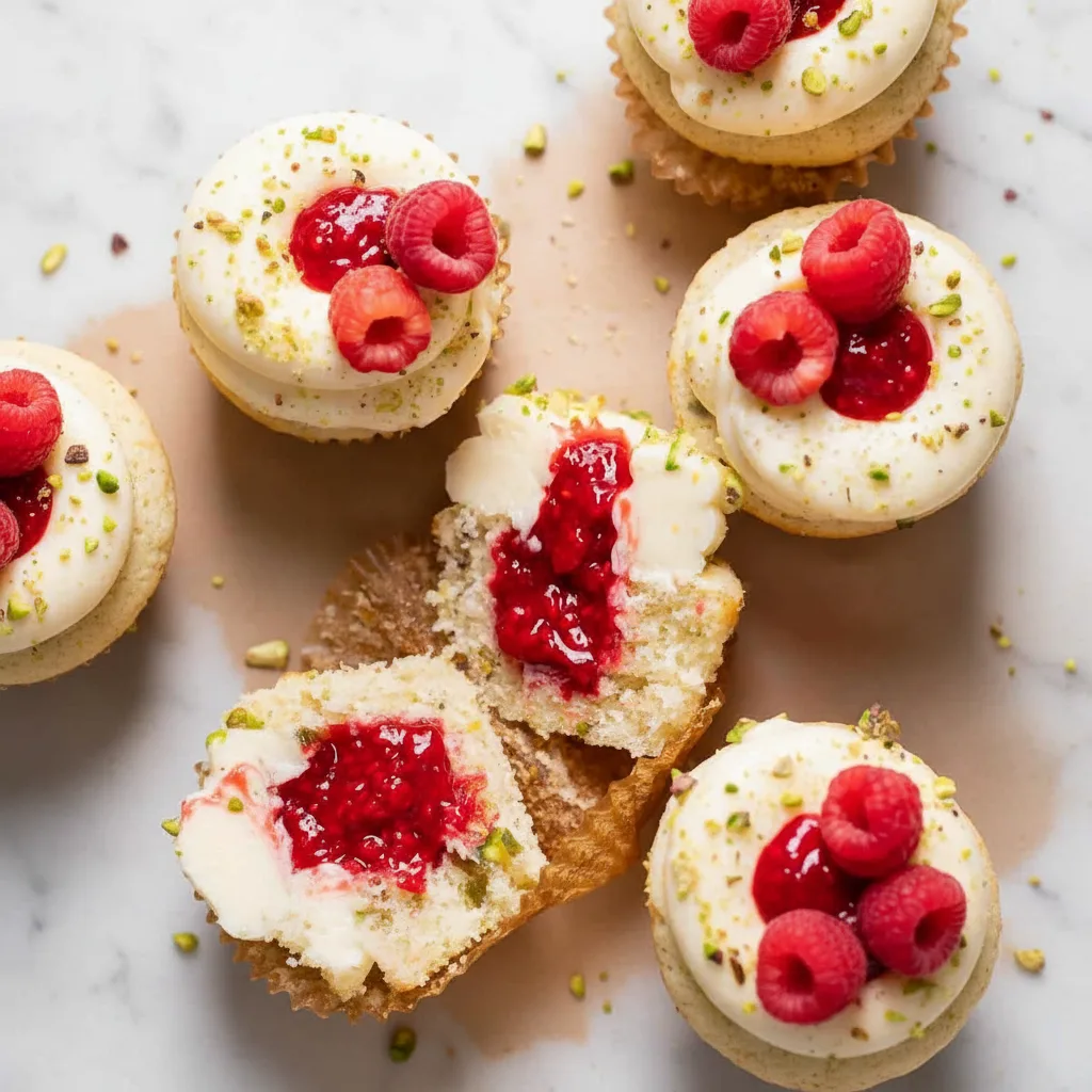 Lemon Raspberry Pistachio Cupcakes