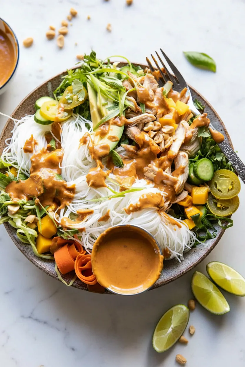 Peanut Chicken Spring Roll Style Bowls