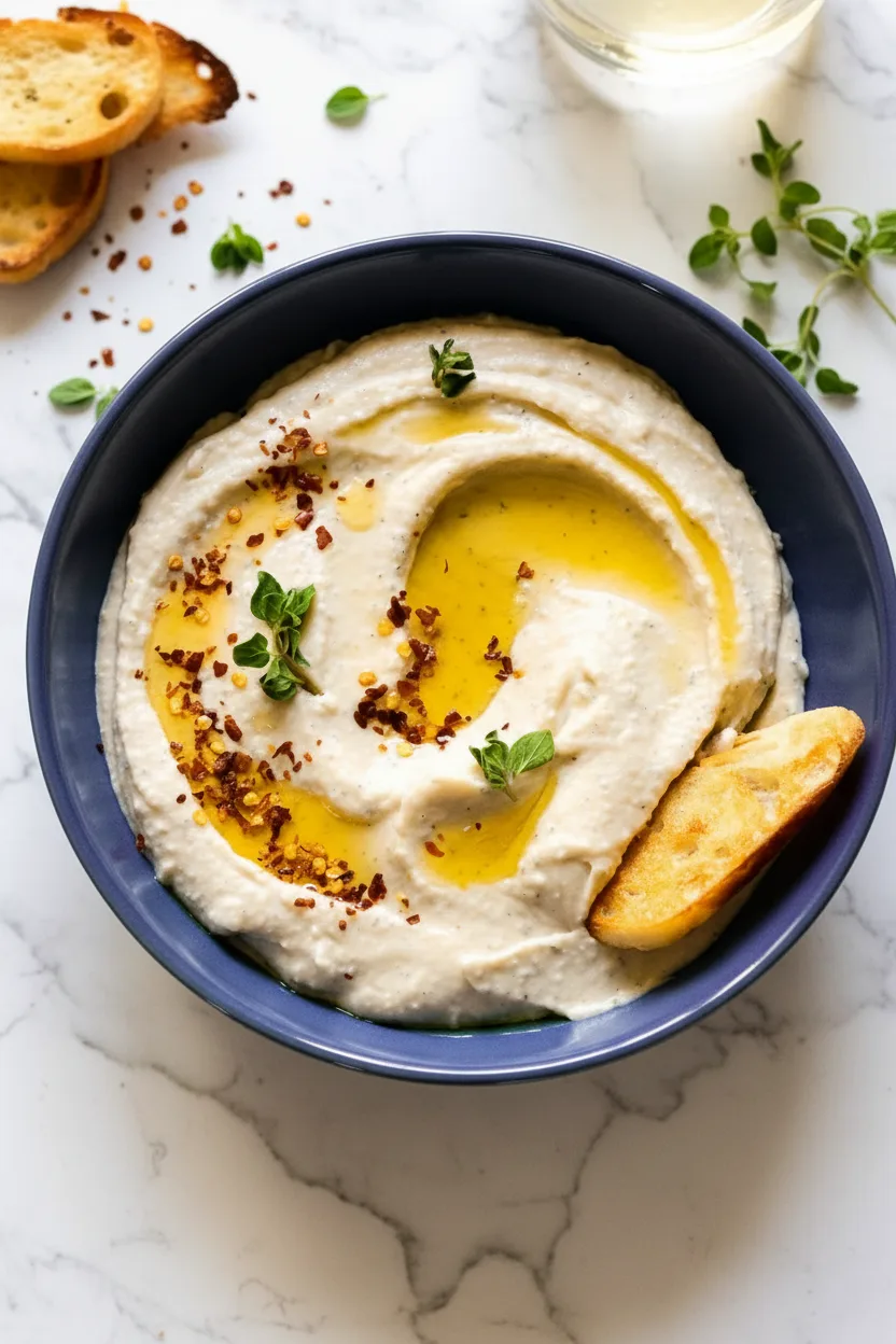 Roasted Garlic White Bean Crostini Dip