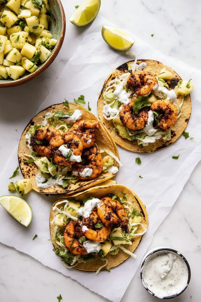 Sheet Pan Shrimp Tacos with Jalapeño Pineapple