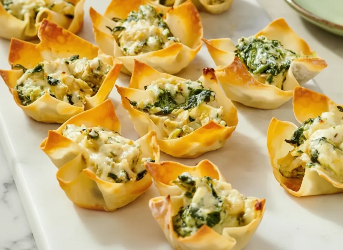 Spinach Artichoke Wonton Cups