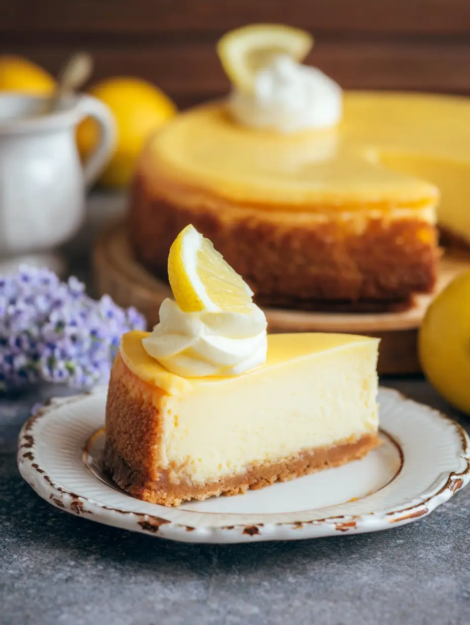 Baked Lemon Custard Cheesecake with Smooth Texture