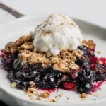 Blueberry Rhubarb Crisp with Golden Oat Topping