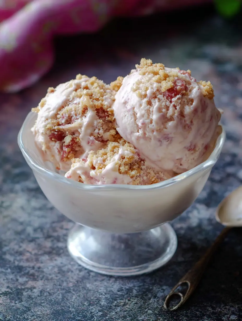 Homemade Rhubarb Crumble Ice Cream