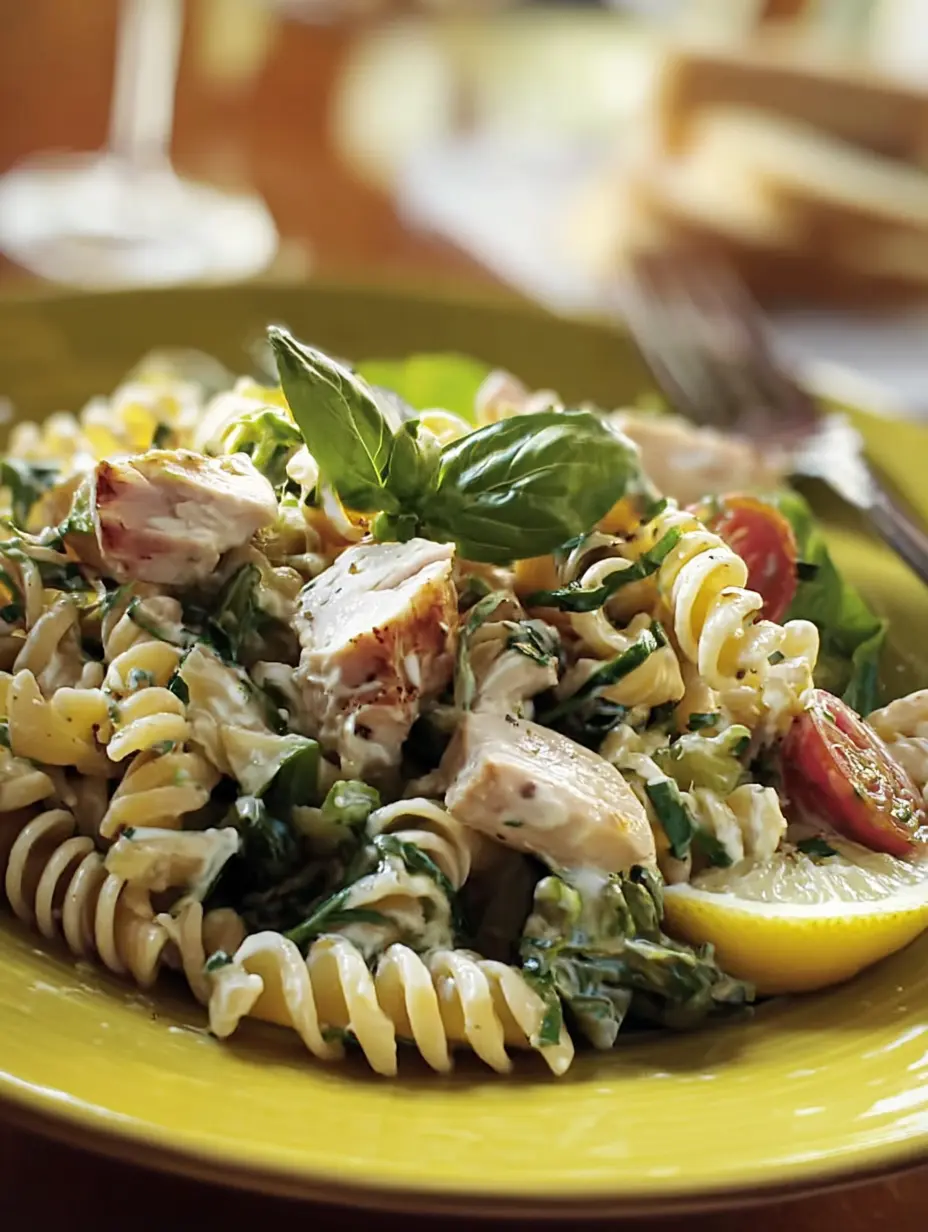 Lemon Basil Chicken Pasta Salad