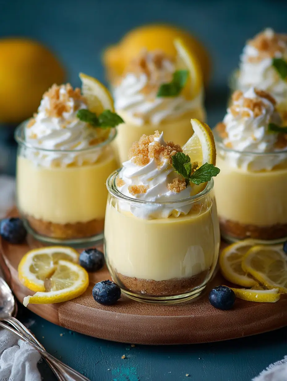 Lemon Cheesecake Mousse Cups with Crushed Cookies