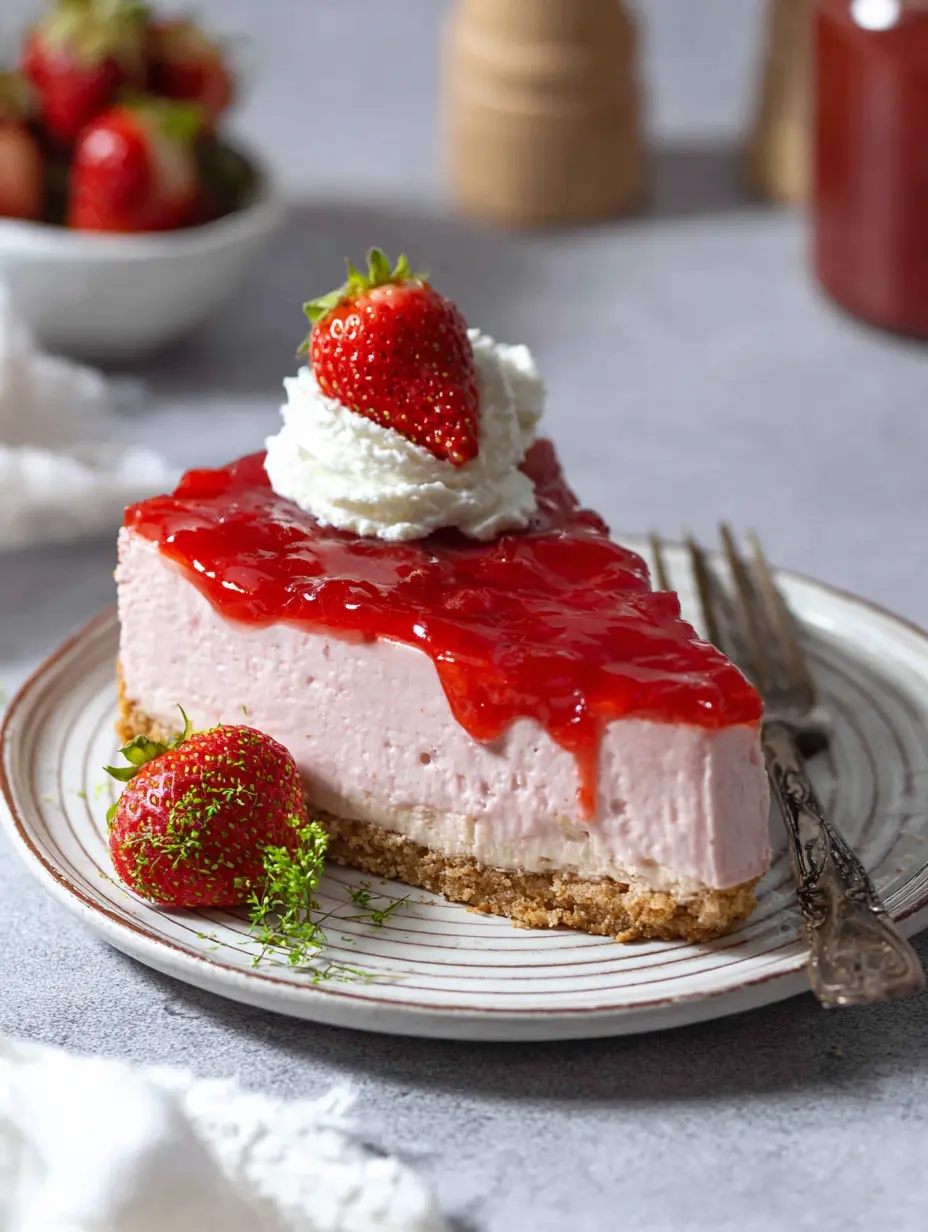 No Bake Strawberry Cheesecake with Gelatin-Free Filling