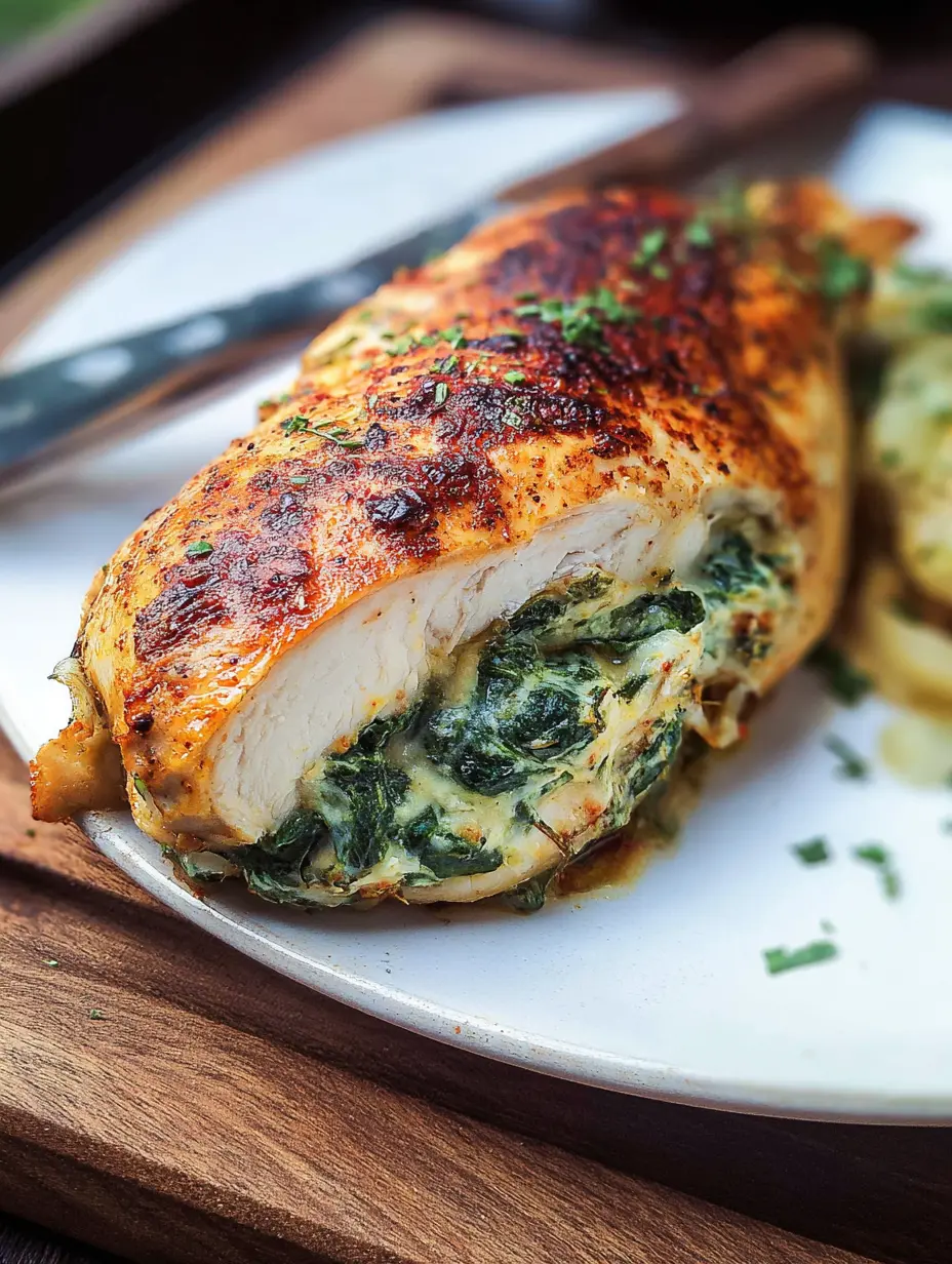 spinach stuffed grilled chicken breast