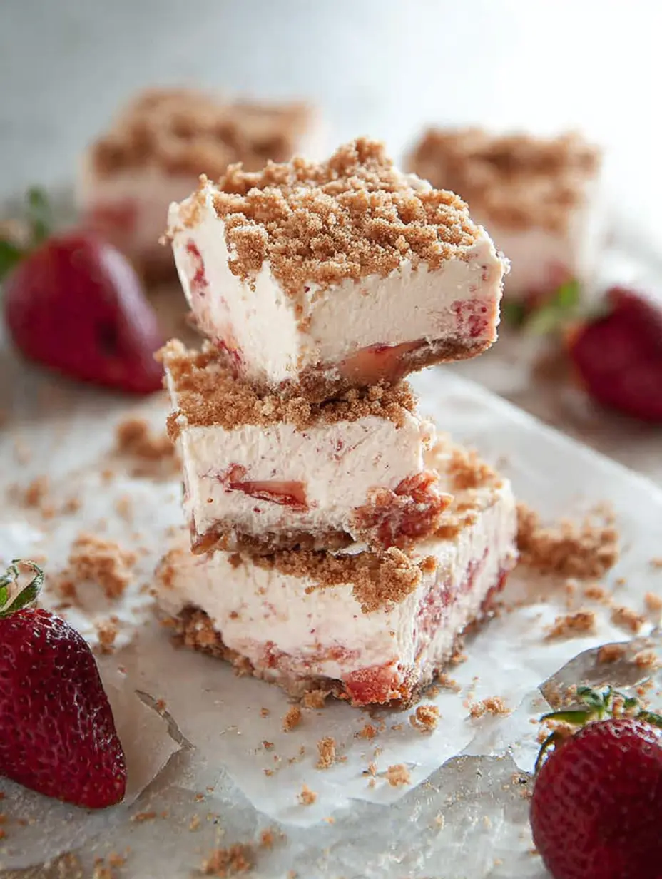 Strawberry Cheesecake Bars with Rustic Style