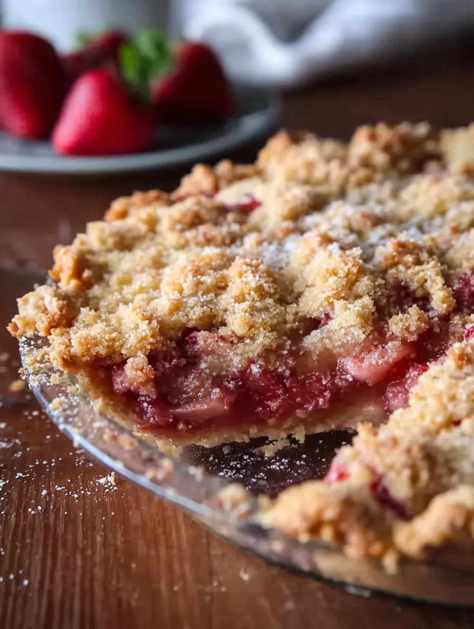 Strawberry Rhubarb Crumble Pie With Buttery Topping