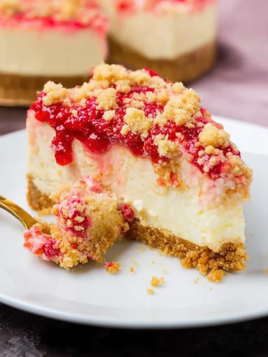 Strawberry Shortcake Cheesecake with Crumb Topping