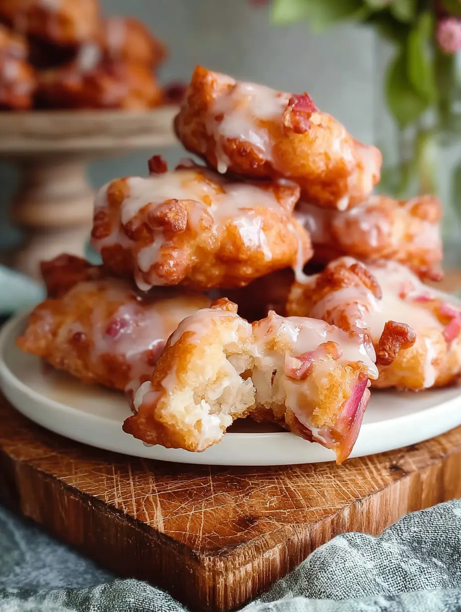 Tangy Rhubarb Fritters With Light Glaze