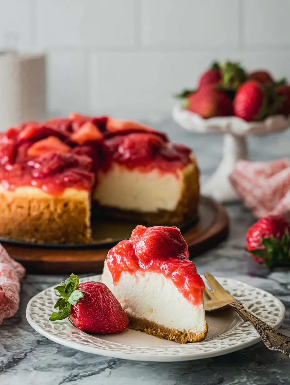 Traditional Strawberry Cheesecake with Fresh Strawberries