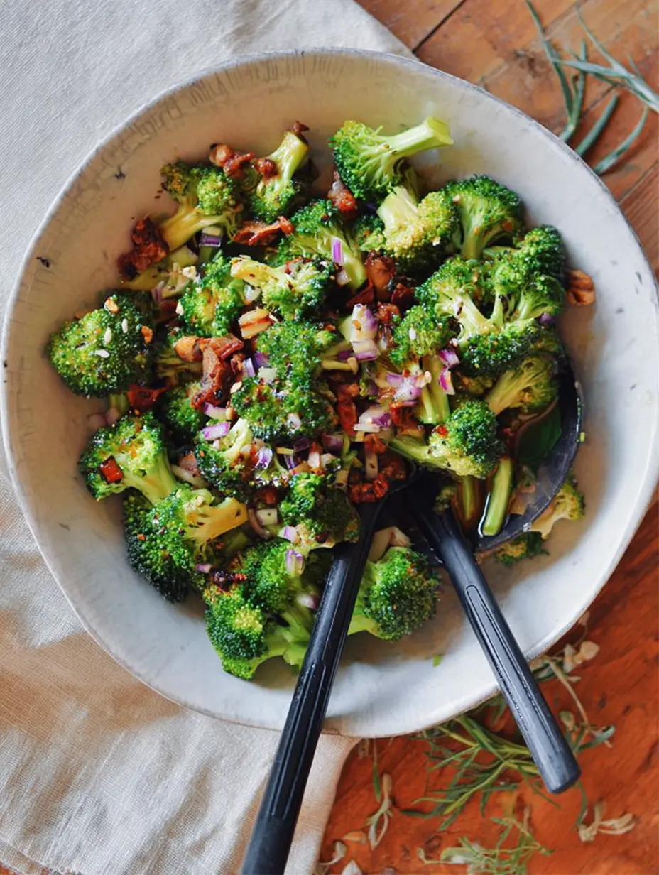 Vegan Broccoli Salad with Olive Oil Dressing