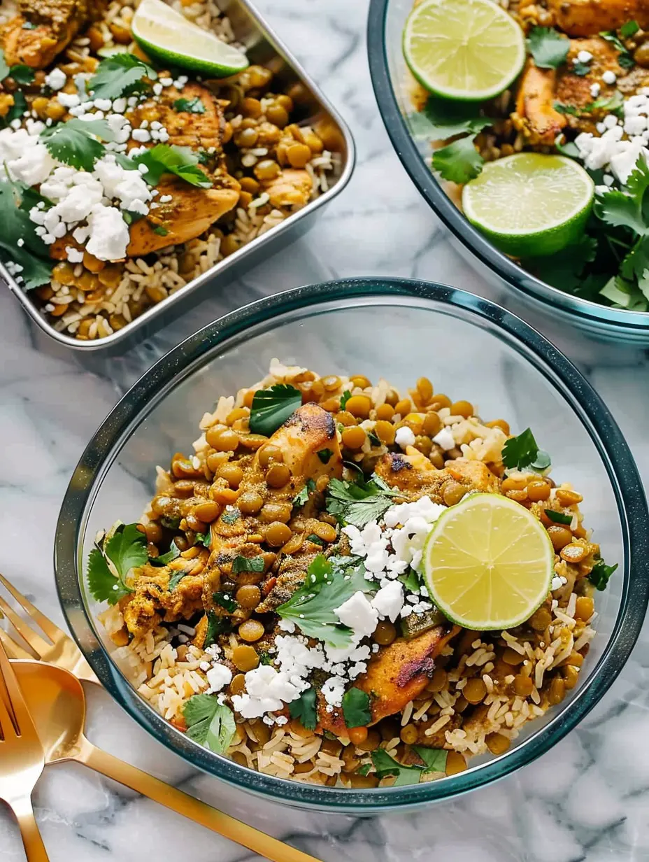 Cilantro Lime Chicken and Lentil Rice Bowls