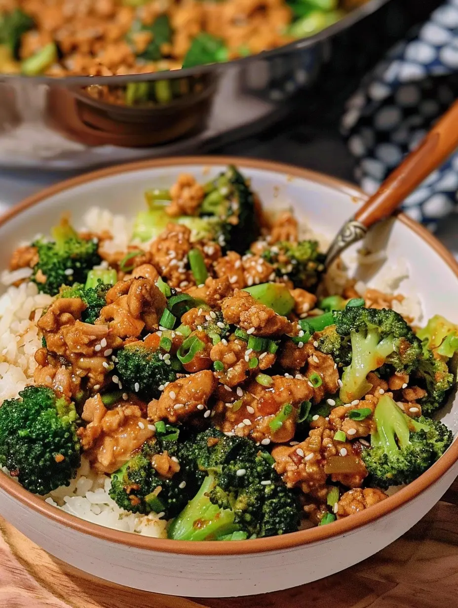 Honey Sriracha Ground Chicken and Broccoli