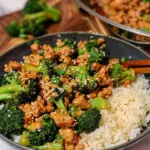 Honey Sriracha Ground Chicken and Broccoli