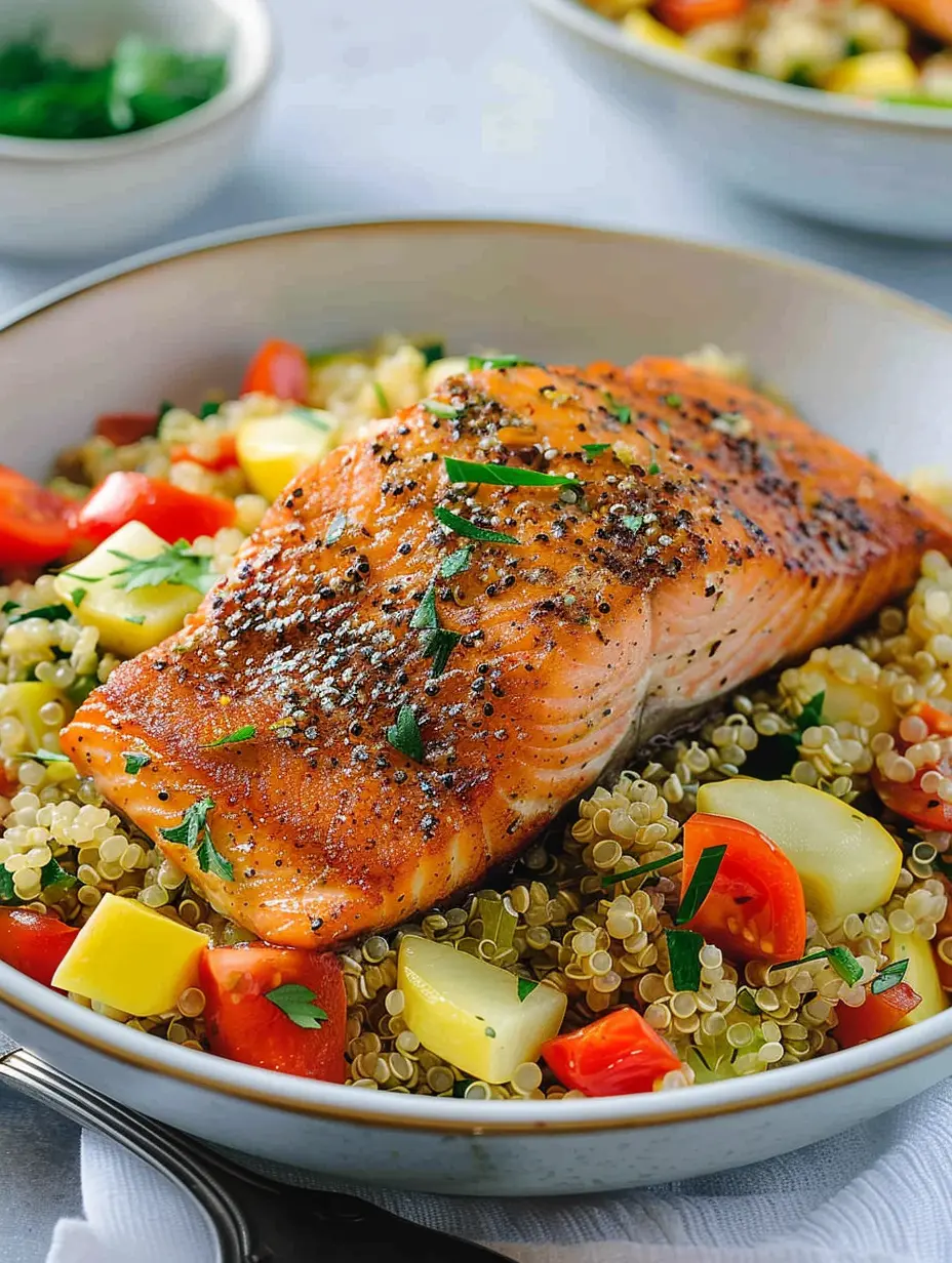 Mediterranean Salmon and Vegetable Quinoa