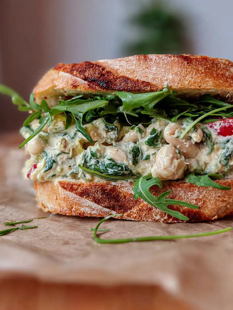 Spinach Artichoke White Bean Sandwich (27g of protein)