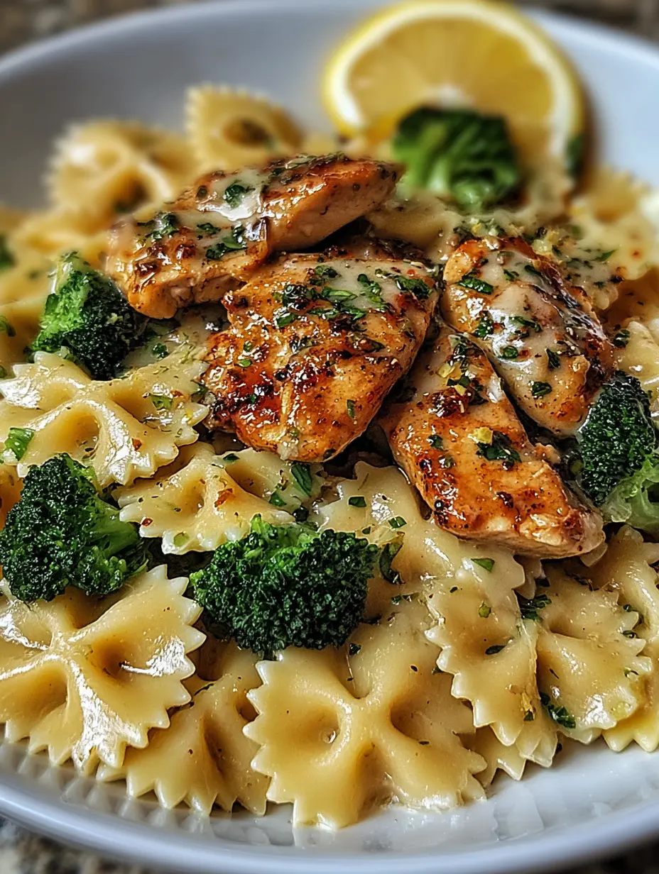 Cowboy Butter Lemon Bowtie Chicken with Broccoli