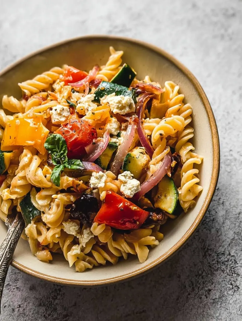Roasted Veggie Pasta with Feta