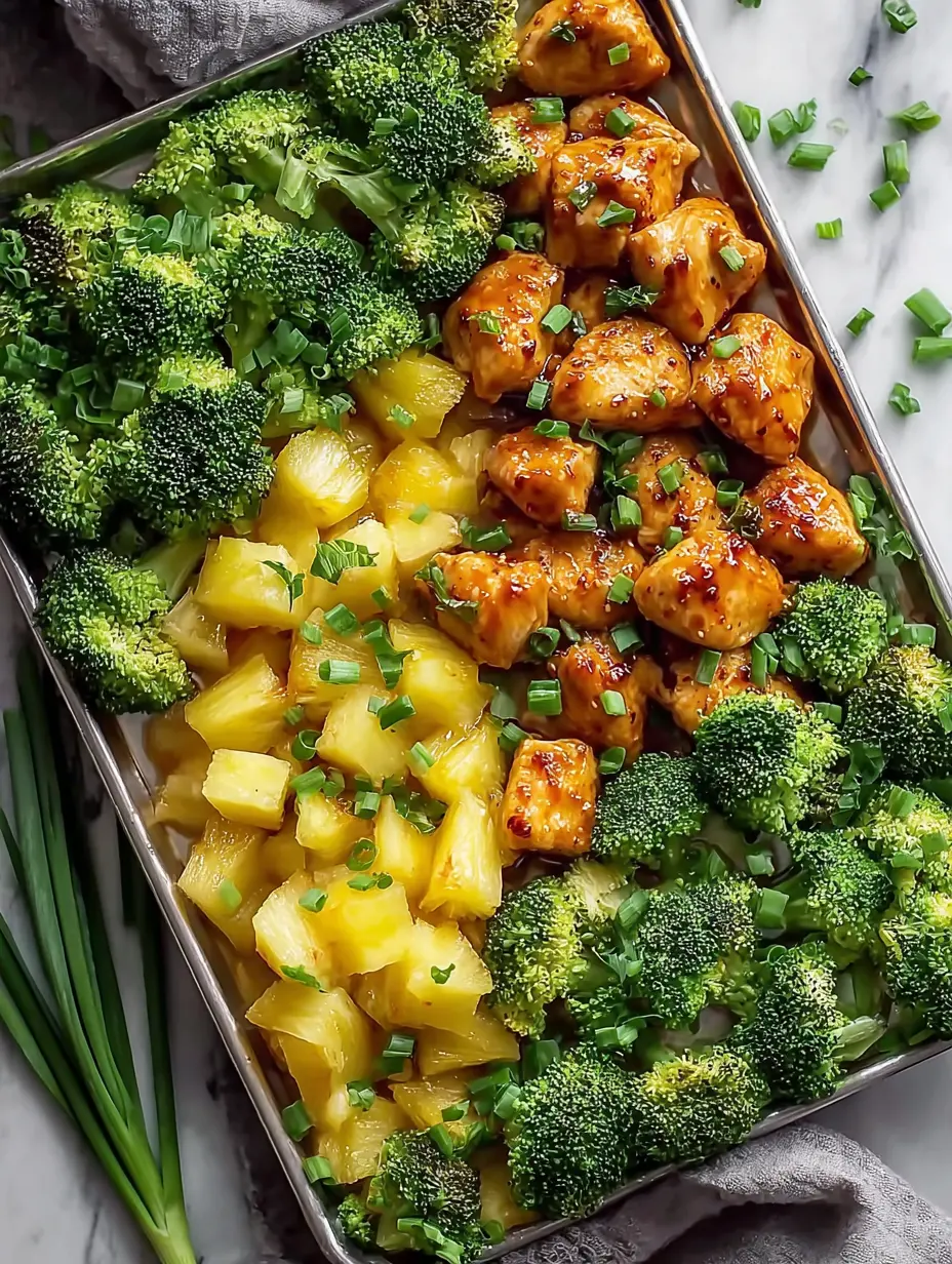 Sheet Pan Pineapple Chicken And Broccoli