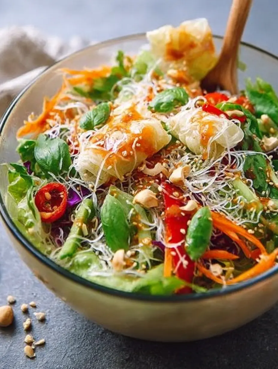 Spring Roll Salad with Spicy Ginger Dressing