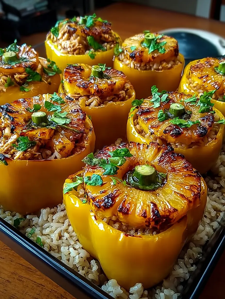 Teriyaki Pineapple Chicken and Rice Stuffed Peppers